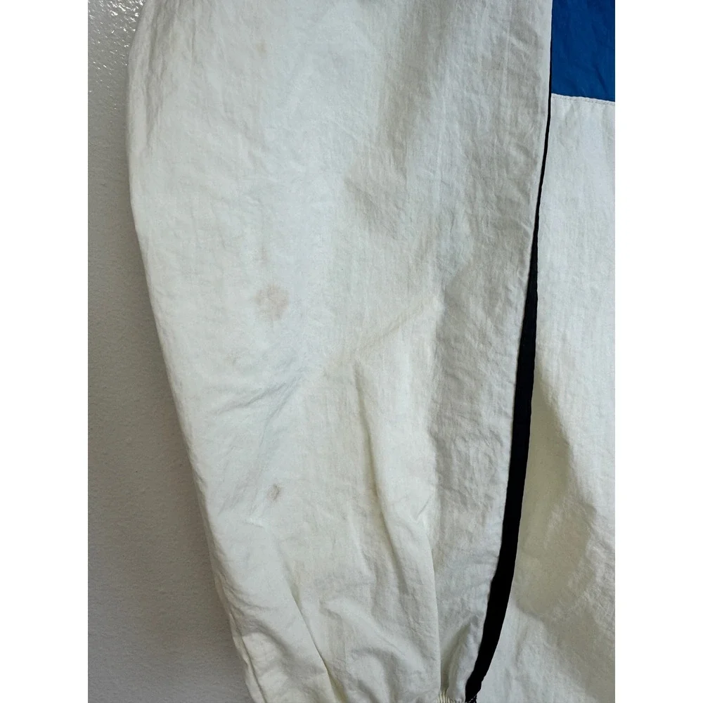 Vintage‎ Adidas Anorak Windbreaker Jacket Medium Tall White Blue Half Zip Hood